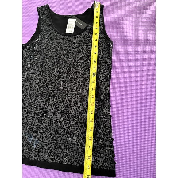 Josie Natori Silk Top Black Sequins XS Silk & Cotton sleeveless round neck NEW - Picture 4 of 6